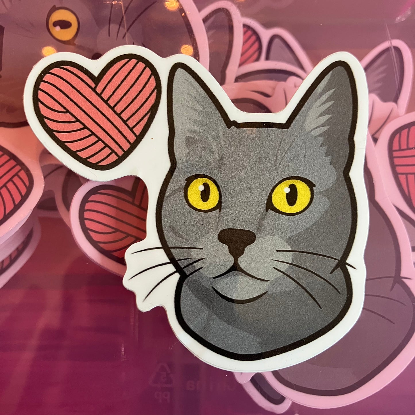 Comes With Cat Hair Logo Waterproof Sticker (Russian Blue)