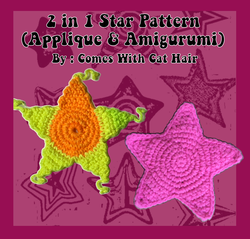 2-in-1 Star Pattern : Amigurumi and Applique