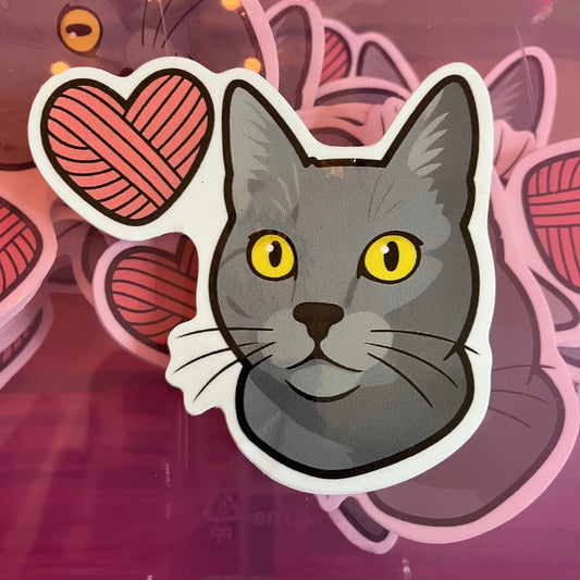 Comes With Cat Hair Logo Waterproof Sticker (Russian Blue)